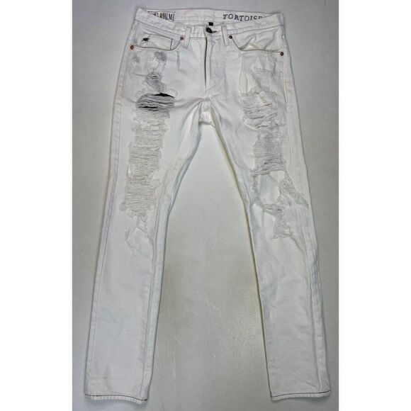 Tortoise Atrium Selvedge Denim Jeans Men Size 31 X 32 White Distressed - Picture 1 of 10